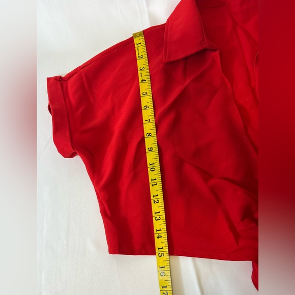 GOBLES Summer Short Sleeve Shirt V Neck with Tie Knot Batwing Blouse NIP Size:S - Picture 7 of 8